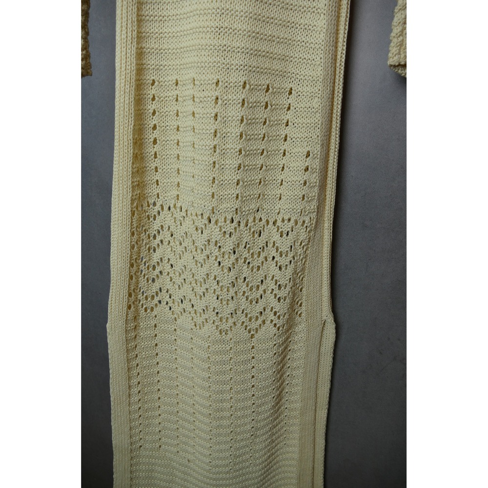 Solid And Striped Cream Crochet Knit Maxi Dress Long Sleeve V Neck Button Accent - Picture 10 of 15